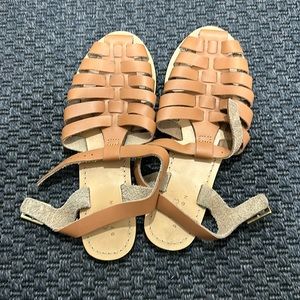 ASOS DESIGN Wide Fit Marina leather fisherman flat shoes in tan